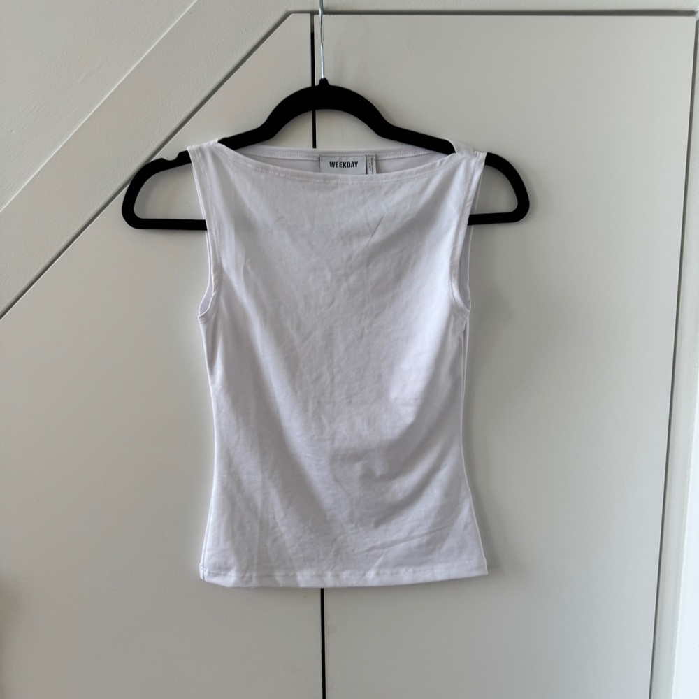 WEEKDAY | White Boatneck Tank Top